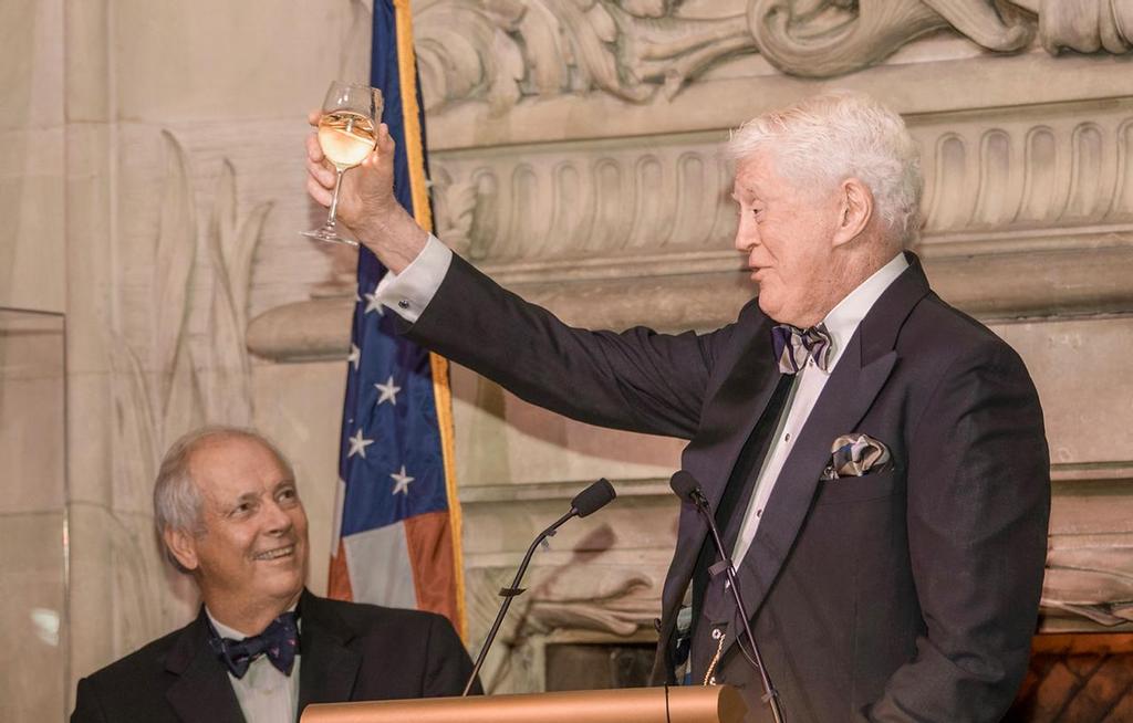 Hall of Famer Bill Koch gave an impromptu toast to the inductees as Gary Jobson, the evening's M.C., looks on - Hall of Fame induction for Ernesto Bertarelli Alinghi and Lord Dunraven © Carlo Borlenghi / www.carloborlenghi.com